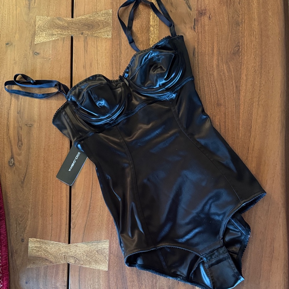 NWT Dolce & Gabbana black silky bodysuit